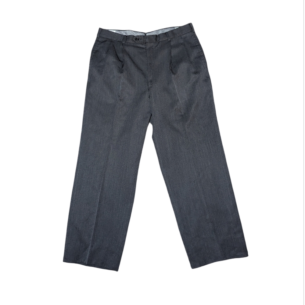 Ben Silver by Majer Dress Pants 34 X 27.5 Charcoal Gray USA Made Wool Pleated